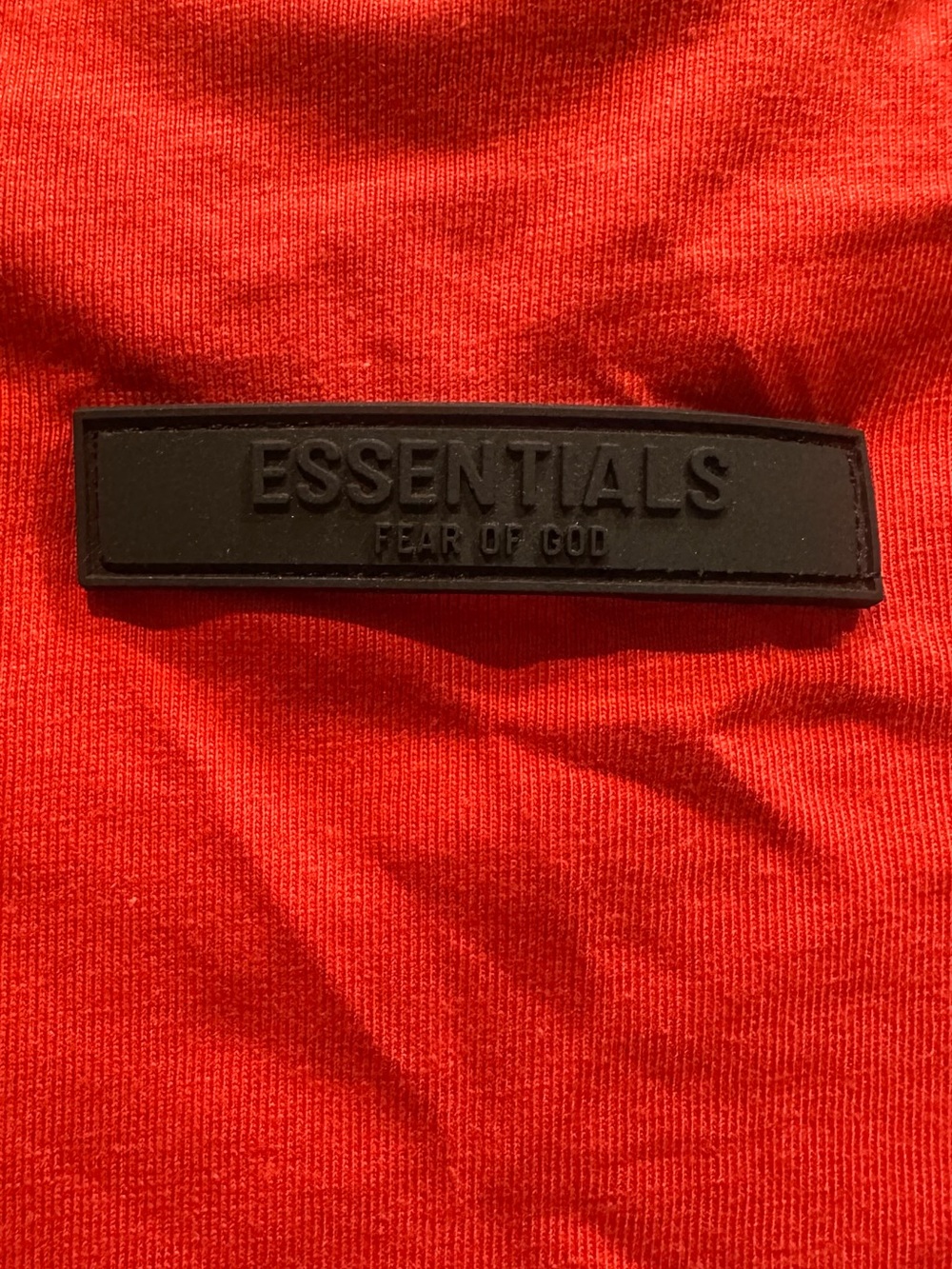 Fear of God Men’s Essentials Red Tee with Raised Font Size Large NWOT - Picture 6 of 9